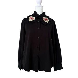 Vannie Tokyo Japanese Streetwear - Button down embroidered hearts Women’s S